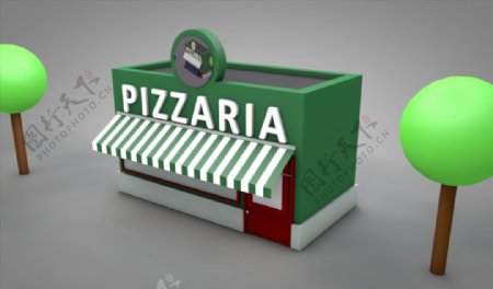 C4D模型披薩店快餐店圖片