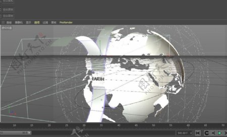 C4D模型地球网格新闻片头图片