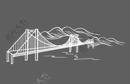 山桥水线稿图片