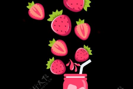 手绘草莓水果设计元素图片