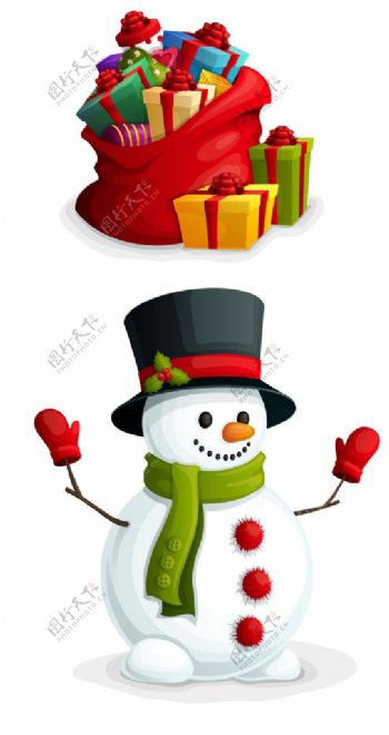 圣诞高清雪人礼盒图片