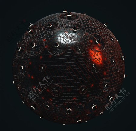 C4D模型金属球体钢珠玻璃图片