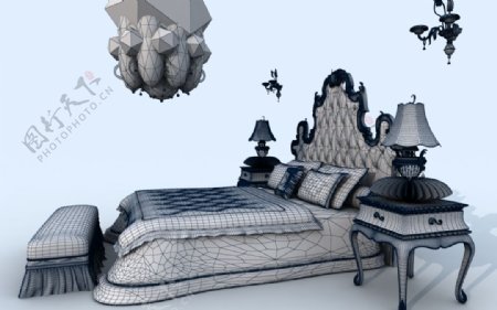 床欧式卧室装饰品模型成组