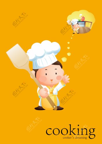 餐饮厨师人物的小海报AI矢量图片