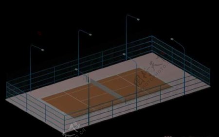 标准网球场3D模型