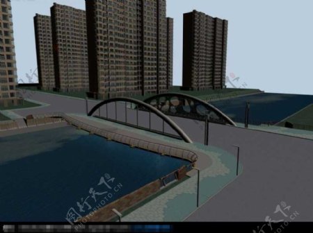 城市桥桥梁大桥3D小品建筑模型