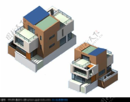 日式结构的独栋建筑模型