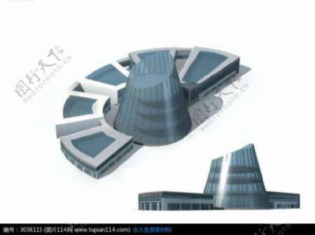 艺术风格多层商业中心建筑群3D模型