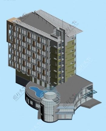 现代风公共建筑办公楼厂房设计模型