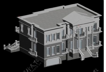 独栋别墅3D模型效果图