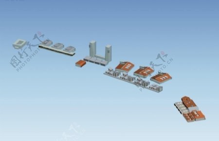 现代高层建筑群3D模型图