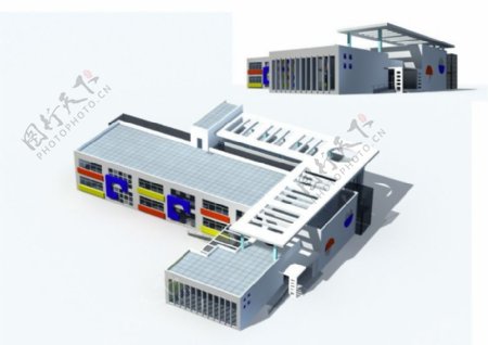 炫彩多层公建建筑3D模型