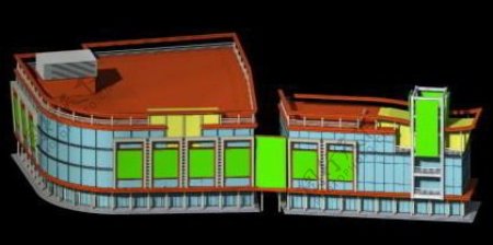 彩色时尚多层公建建筑3D模型