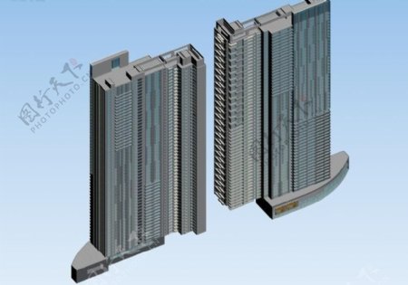 现代化高层公共建筑商业大厦3D模型