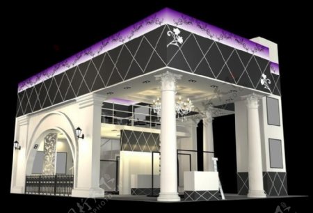 紫色欧式展厅3d模型设计