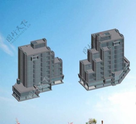 高层小区住宅建筑3d效果图