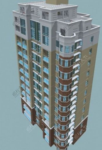 十一层板式住宅楼侧面模型