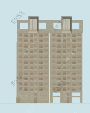 三组高层两栋住宅楼模型