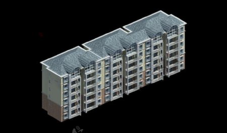 高档三联住宅小区房屋3d模型