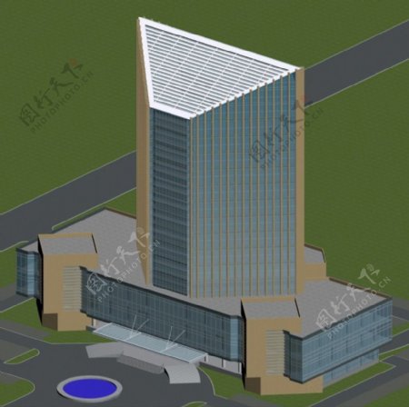 菱形高层公建建筑3D模型