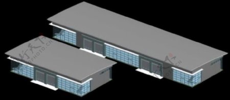 平顶厂房建筑群3D模型设计