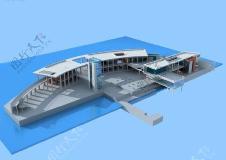 公共建筑客运码头设计模型