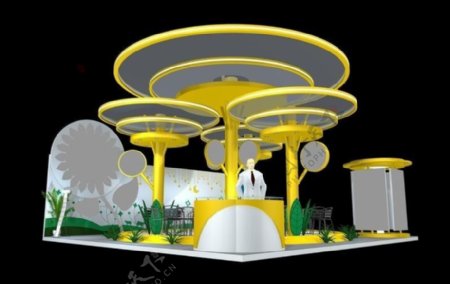 蘑菇状异型展厅3d模型设计