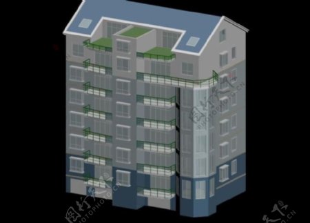唯美温馨风格普通住宅楼3D模型素材