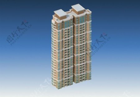 高层双联塔式排住宅楼模型