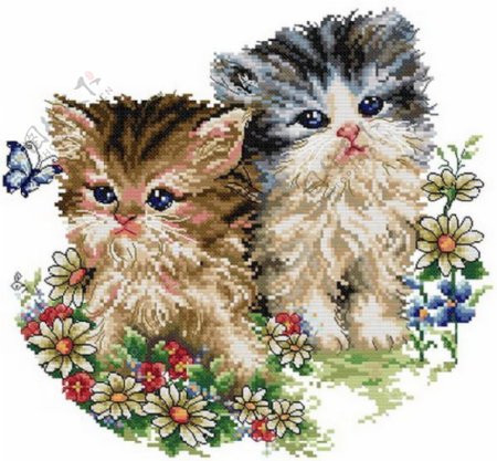 两只可爱的小猫十字绣