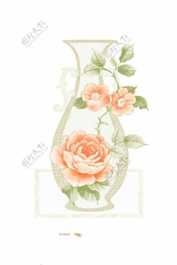 陶瓷花片花瓶玫瑰