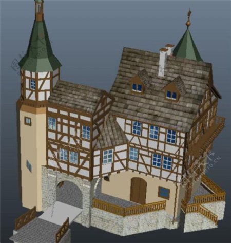 古建筑房子游戏装饰模型