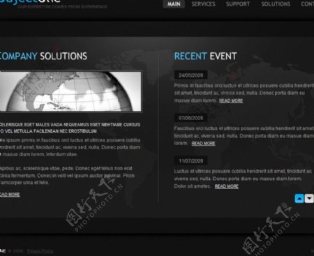 黑色商务地球网页动画模板