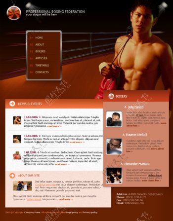 职业拳击联合会网页模板