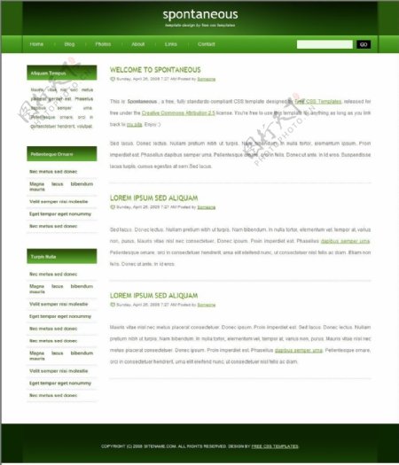 绿色自然日志网页模板