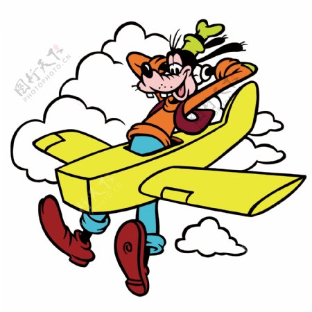 印花矢量图卡通形象迪士尼高飞飞机免费素材