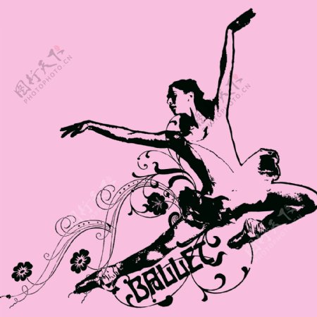印花矢量图人物女人舞者芭蕾舞免费素材