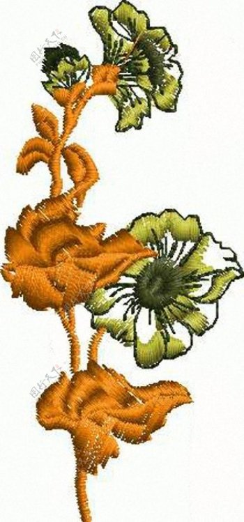 绣花植物花卉家纺免费素材