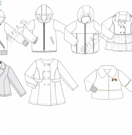 女童外套服装平面设计款式图