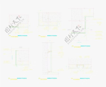 墙面石材与不锈钢大样节点