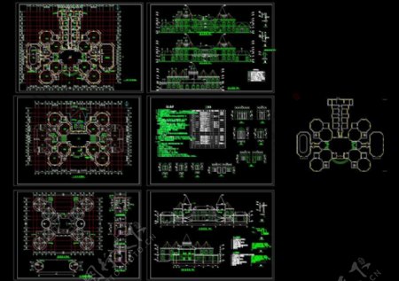 欧式幼儿圆建筑施工图cad图纸