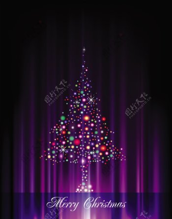 矢量闪光璀璨圣诞树