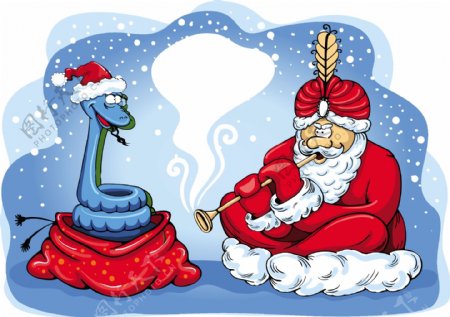 圣诞老人耍蛇图片