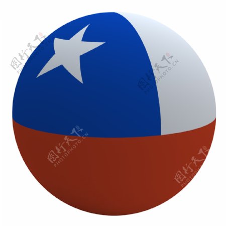 智利国旗在球白色隔离