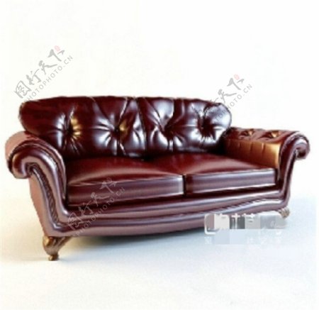 美式皮质双人沙发座3D模型素材