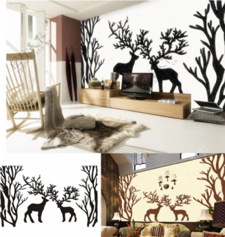 北欧麋鹿矢量图墙艺图片