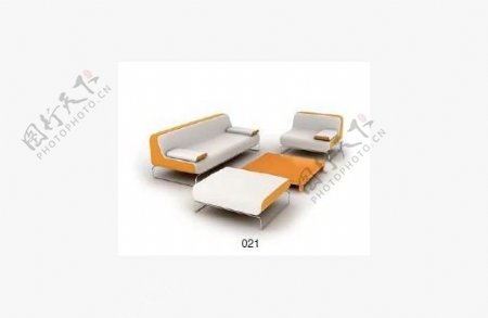 橙色田园沙发3D