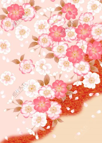 日式花纹彩色樱花