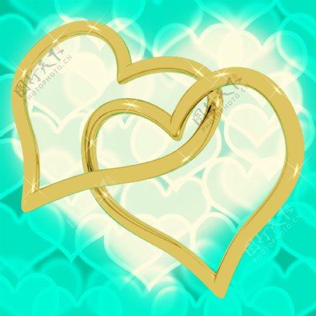 金心形绿松石bokeh代表爱和浪漫的戒指