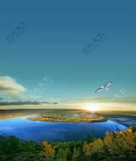 自然湖泊风景图片素材